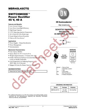 MBR40L45CTG datasheet  